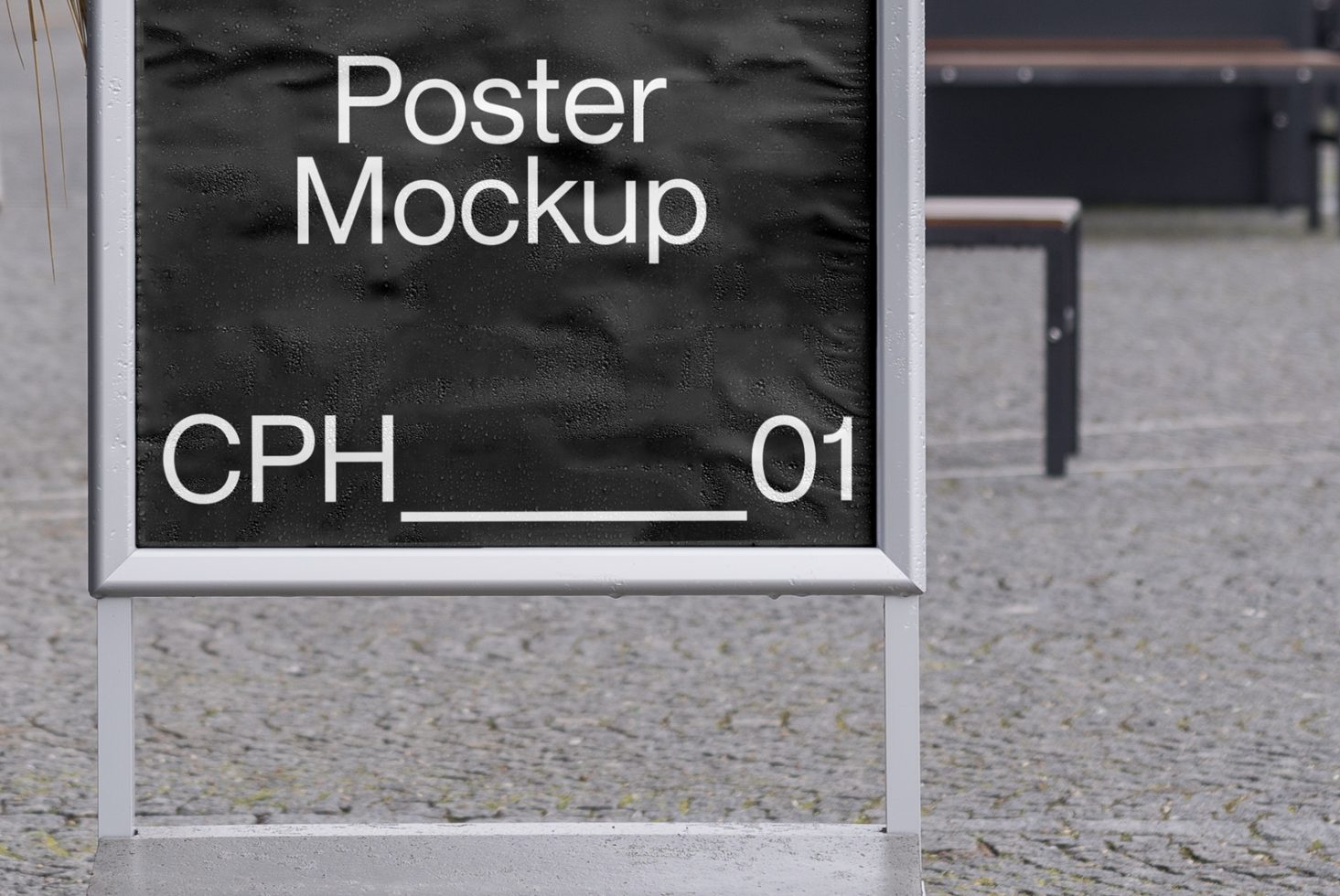 Outdoor poster mockup in urban setting, ideal for presenting advertising designs, graphic elements, and branding visuals for designers.